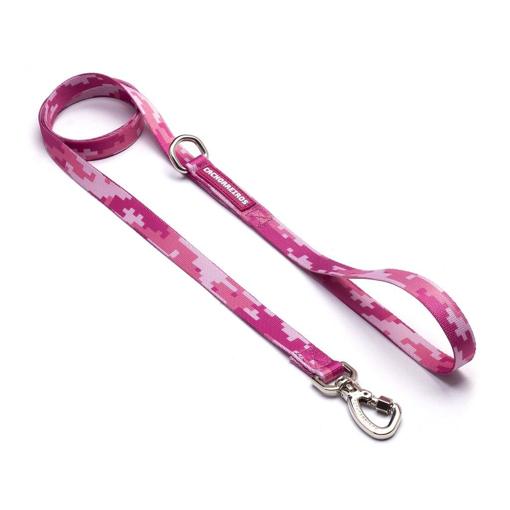 CACHORREIROS SUPER GUIA CORREA GRANDE CAMUFLAJE ROSA